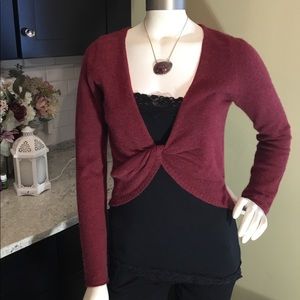 Max studio. 100% Cashmere burgundy crop sweater